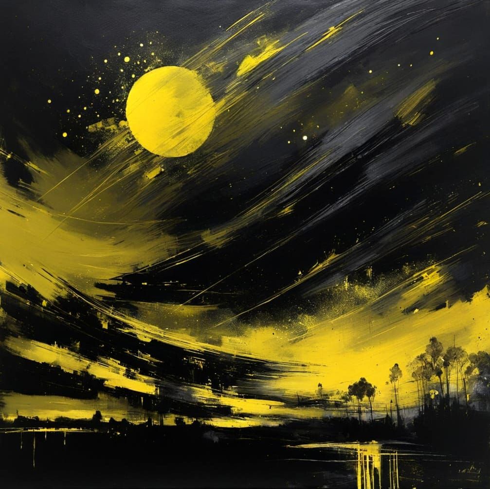 Scintillating Yellow Starlight in Ukiyo-e Style