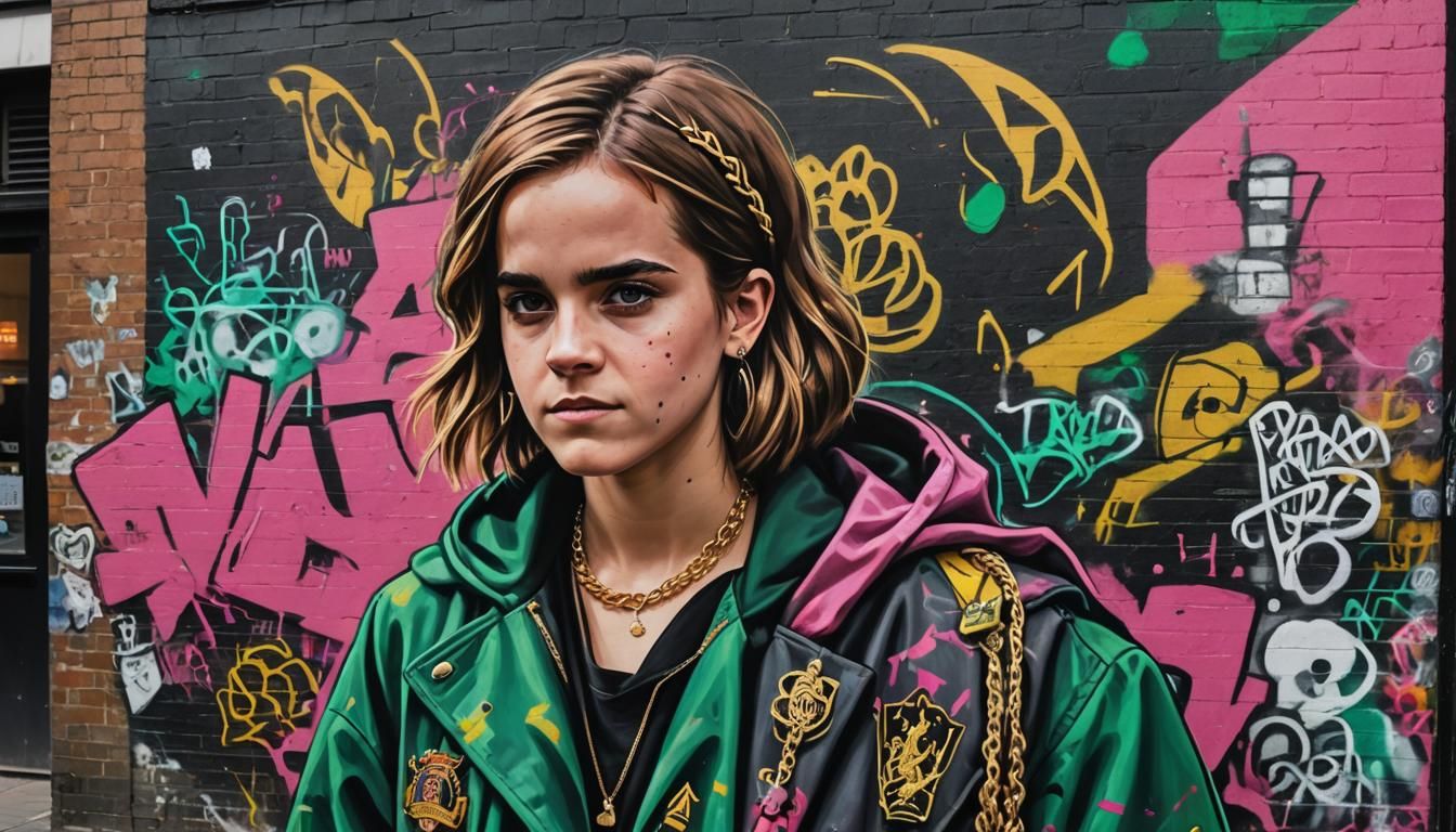 Emma Watson as Rapper in London Street Art