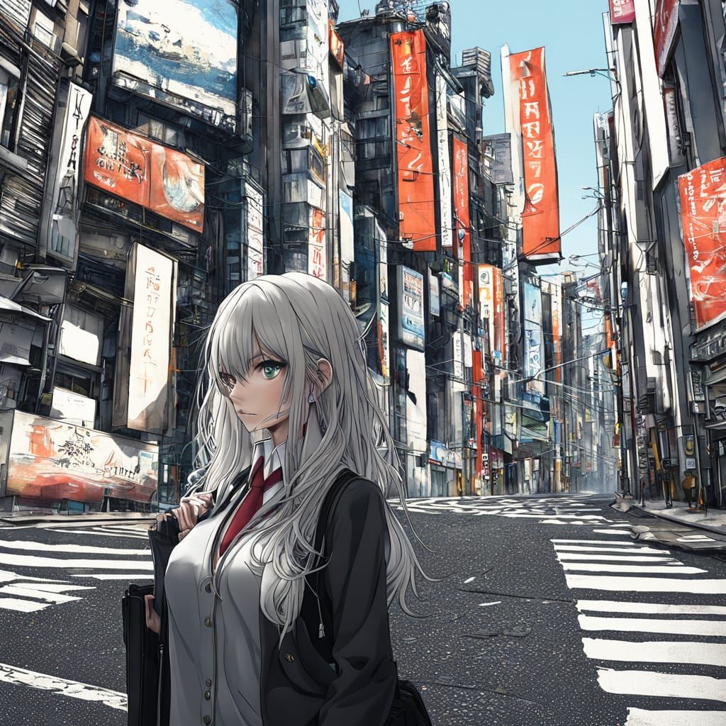 Anime Schoolgirl in Tokyo: Highly Detailed