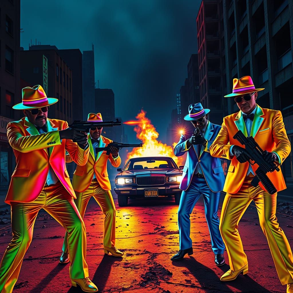 Cyberpunk Mobsters Engage in Intense Gunfight with Military ...