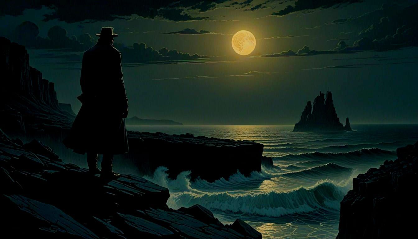 A Surreal Landscape of Endless Oceans and Fading Skies