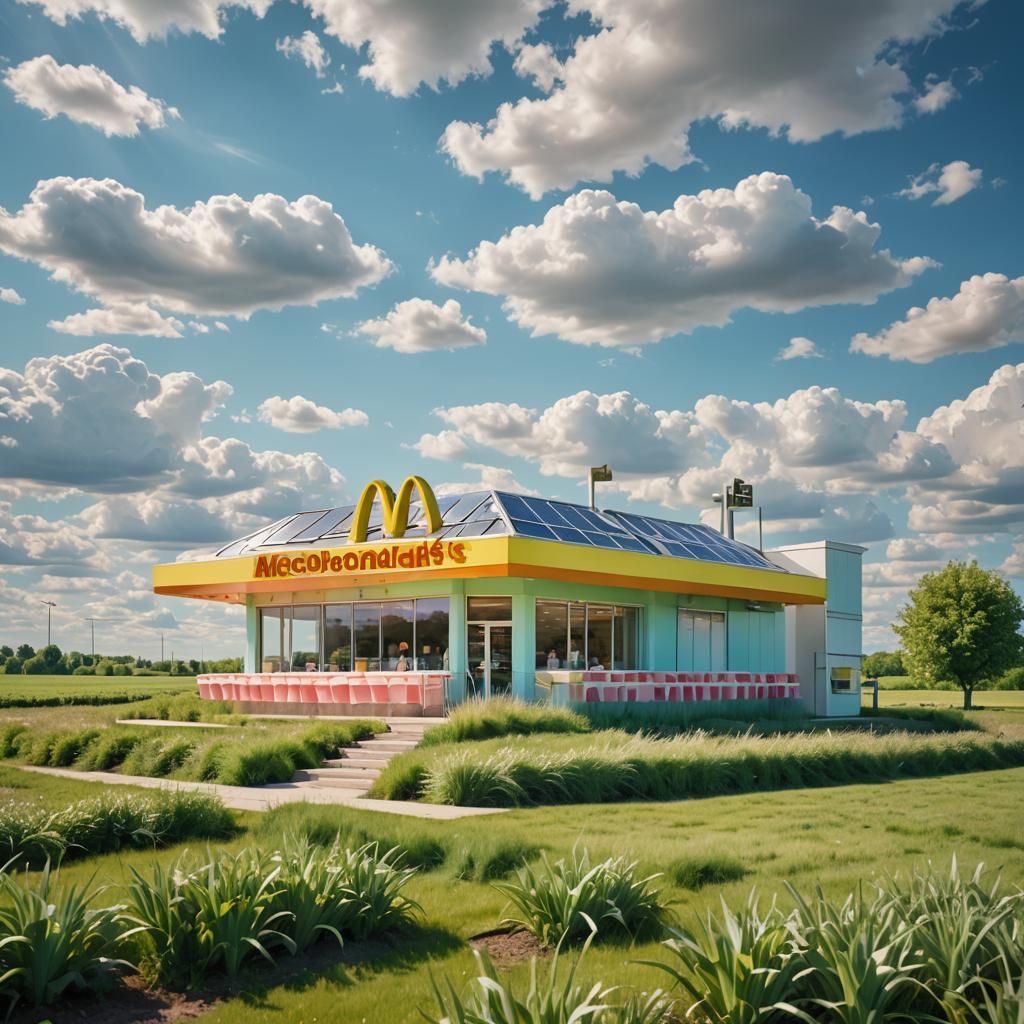 Solar Powered McDonald's in Pastel Surrealism