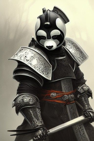 Panda Knight in Samurai Armor: Hyperrealistic Digital Art