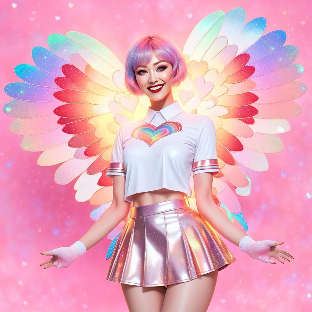 Joyful Fairy in Rainbow Glitter Explosion