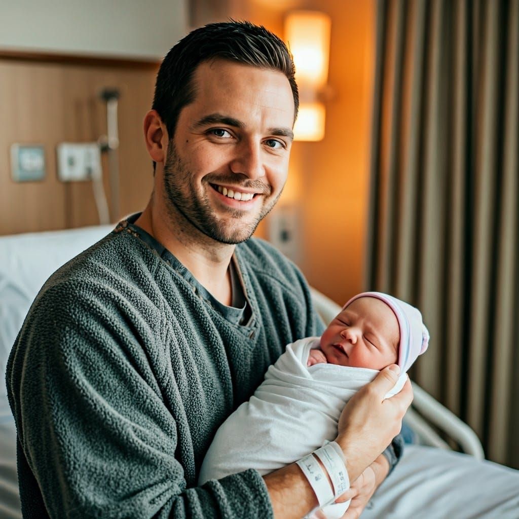 Father's Joy: Newborn Baby in Hospital