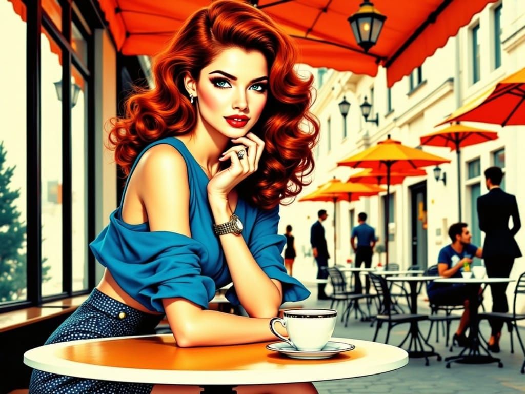 Red-Haired Woman in Pop Art Style