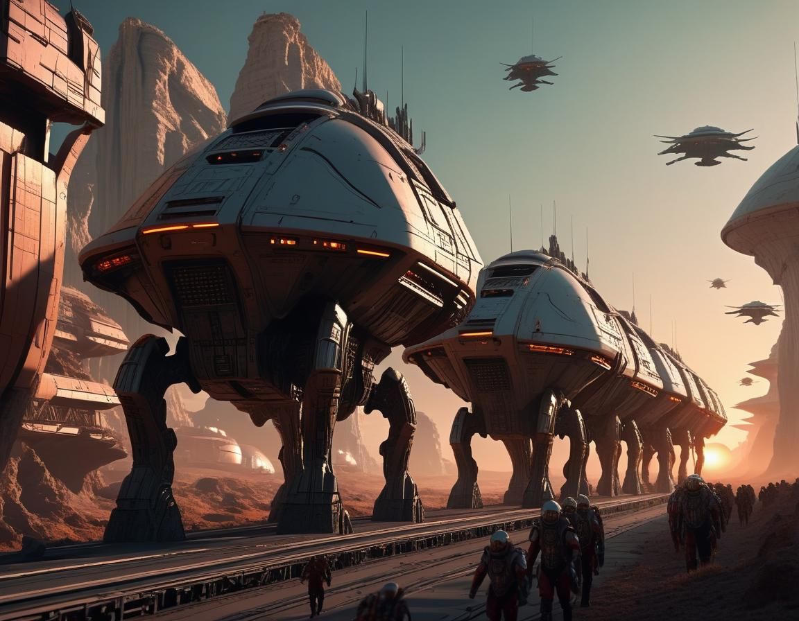 Futuristic Roman Army Marches on Alien City