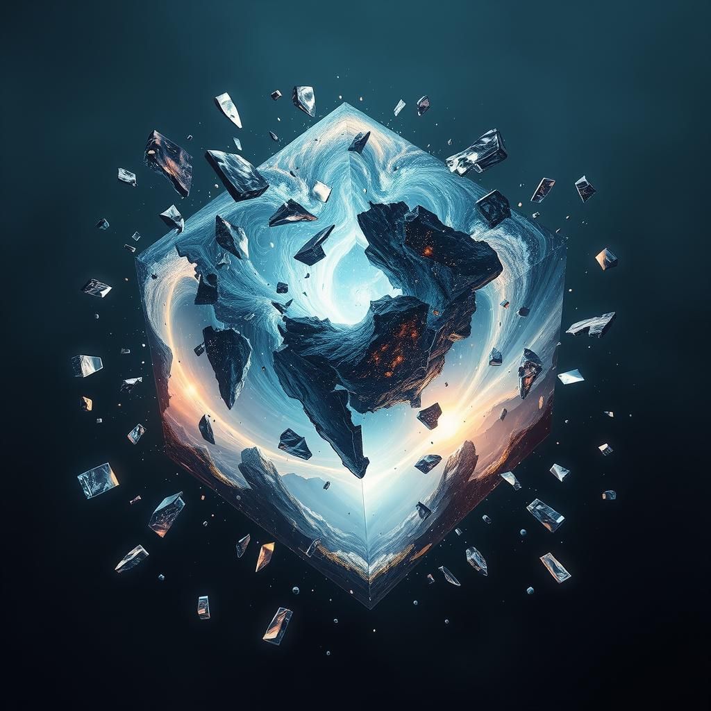 Shattered Cube Reveals Alternate Dimensions and Galaxies