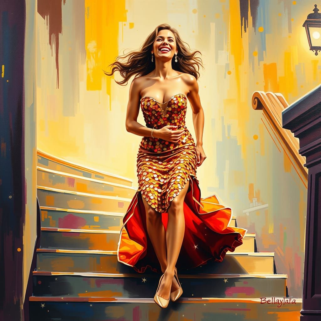 Dazzling Evening Portrait in Impressionist Style