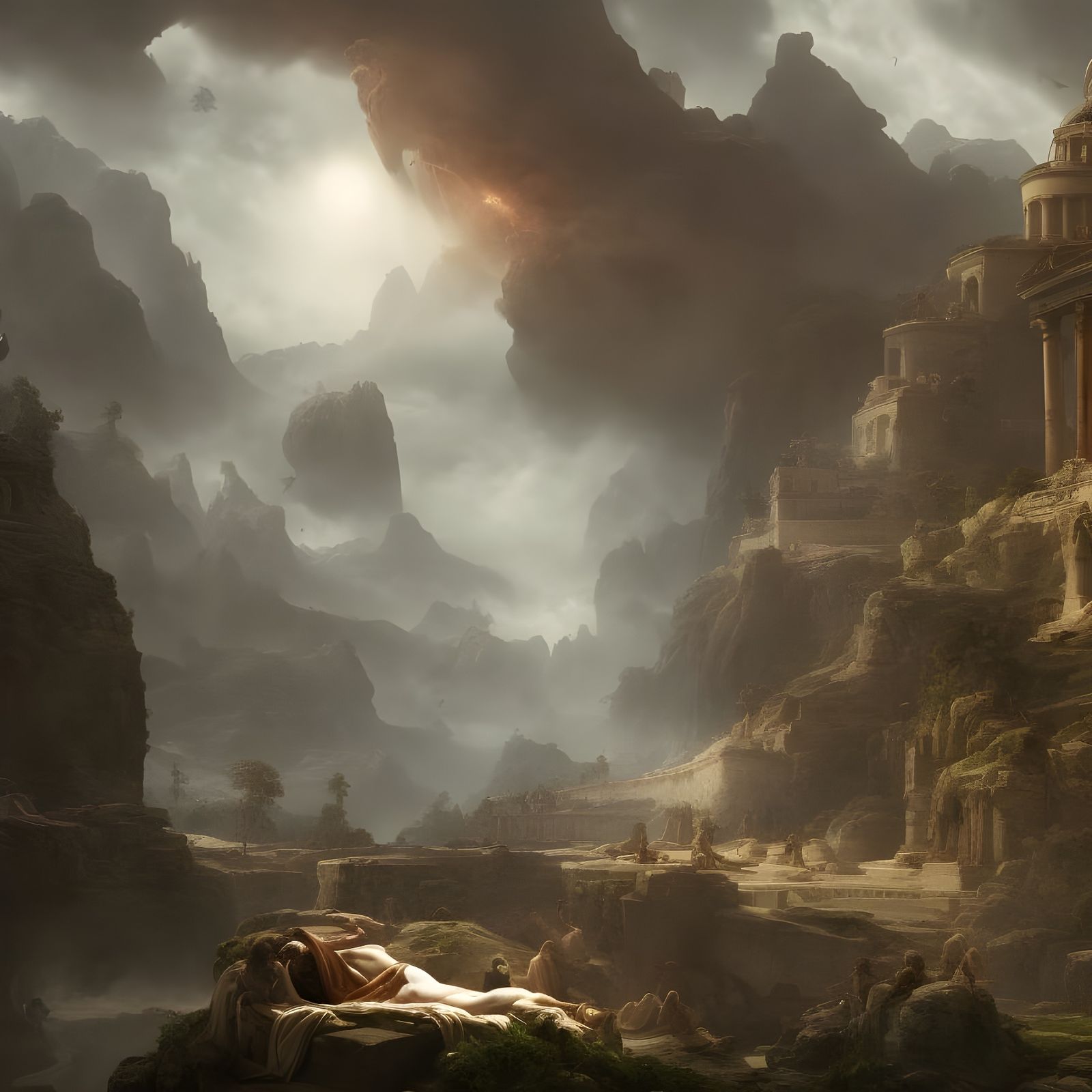 The Death of Socrates: Detailed Matte Painting