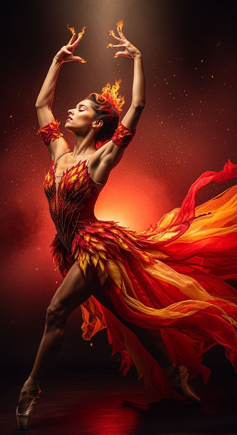 Misty Copeland as the Firebird in Dramatic Ballet Pose