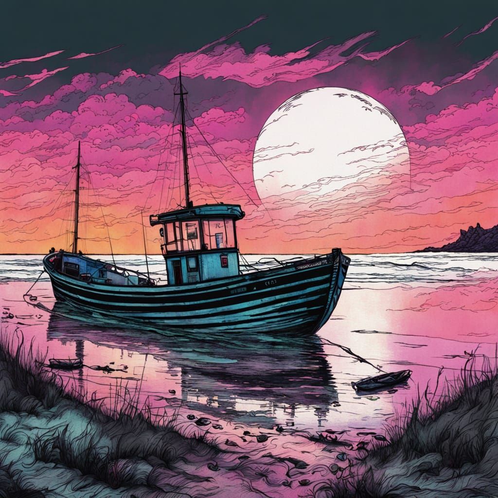 Ethereal Summer Harbour at Sunset