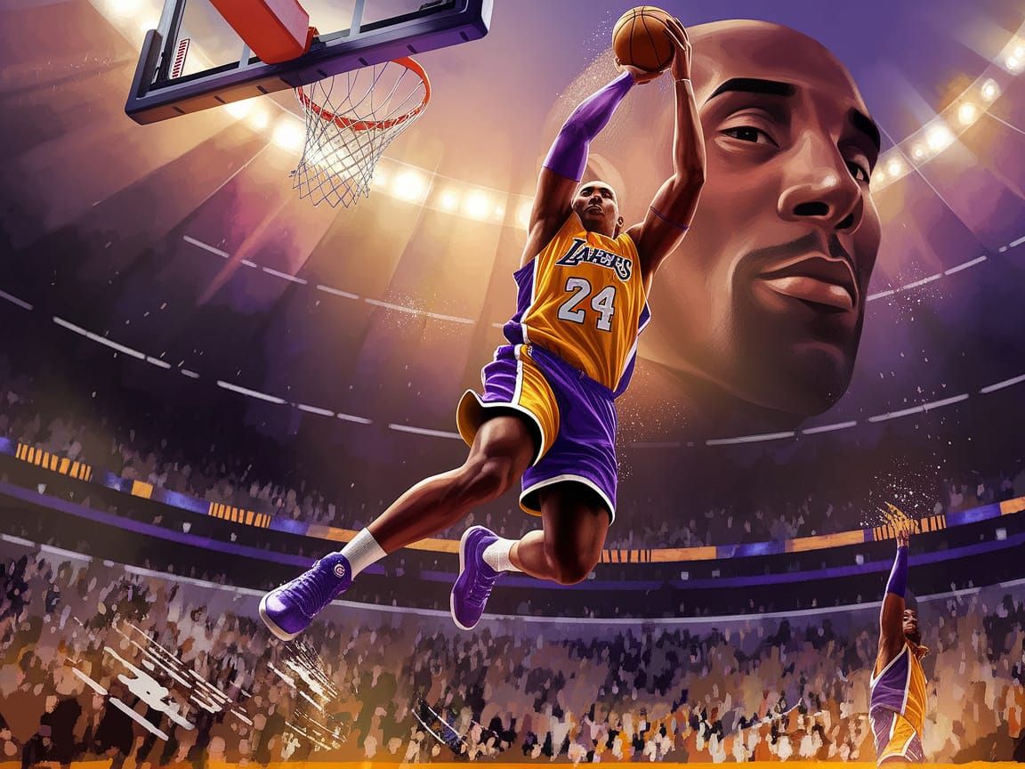 Kobe Bryant: Digital Illustration in Action Painting Style