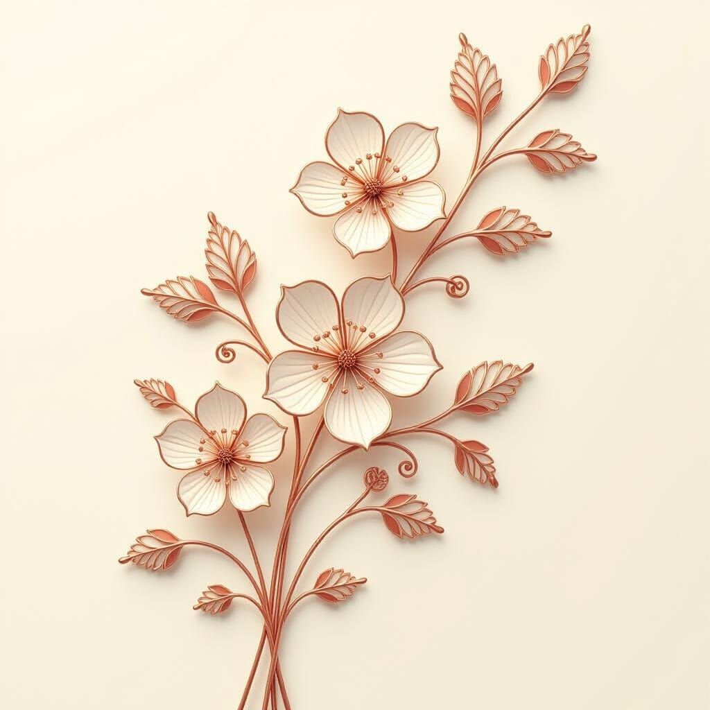 Delicate Wire Floral Arrangement in Whimsical Style