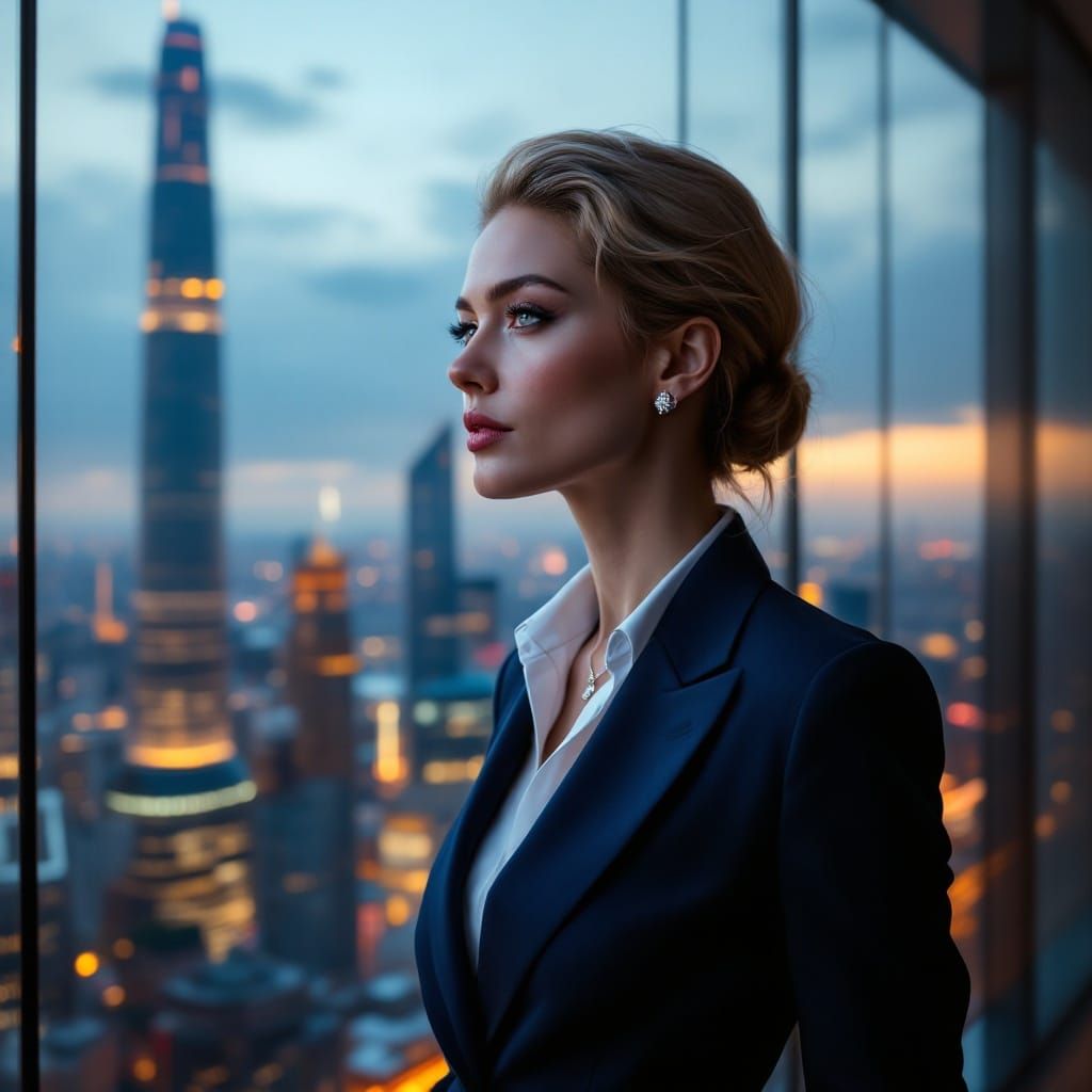 Confident Woman in Modern Office Building, Luxury Business S...