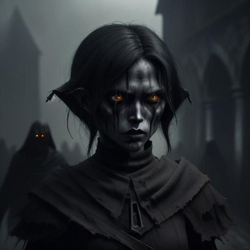 Eerie Shadow Figures in Grimdark Style