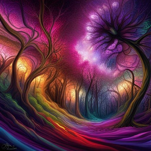 Mystical Fairies Dancing Around Rainbow Tree