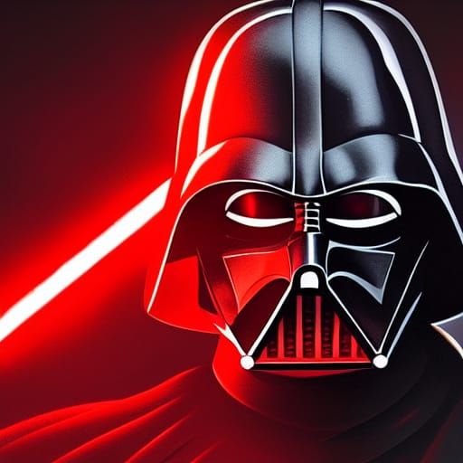 Menacing Darth Vader Portrait in a Dark Corridor