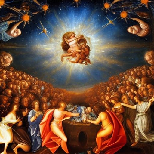 Renaissance Space Hellscape in Oil Painting Style