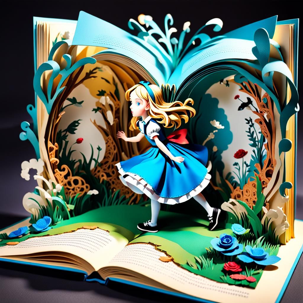 Alice in Wonderland Pop-Up Book: Hyperrealistic Splash Art