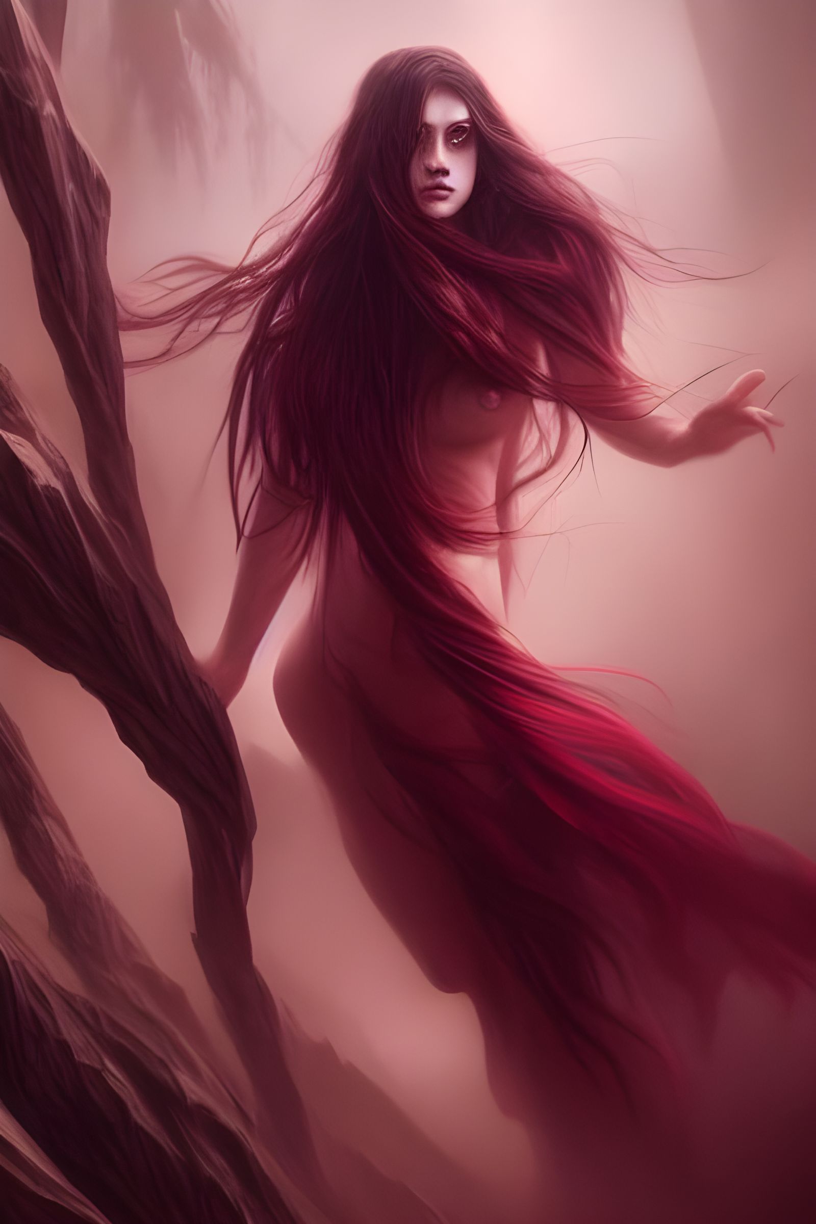 Sinister Goddess with Crimson Eyes in Hyper-Detailed 8K