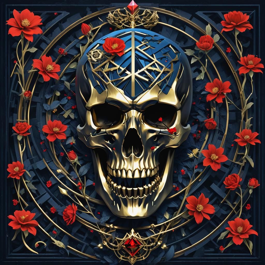 Atom Punk Maze of Bones with Scarlet Flowers