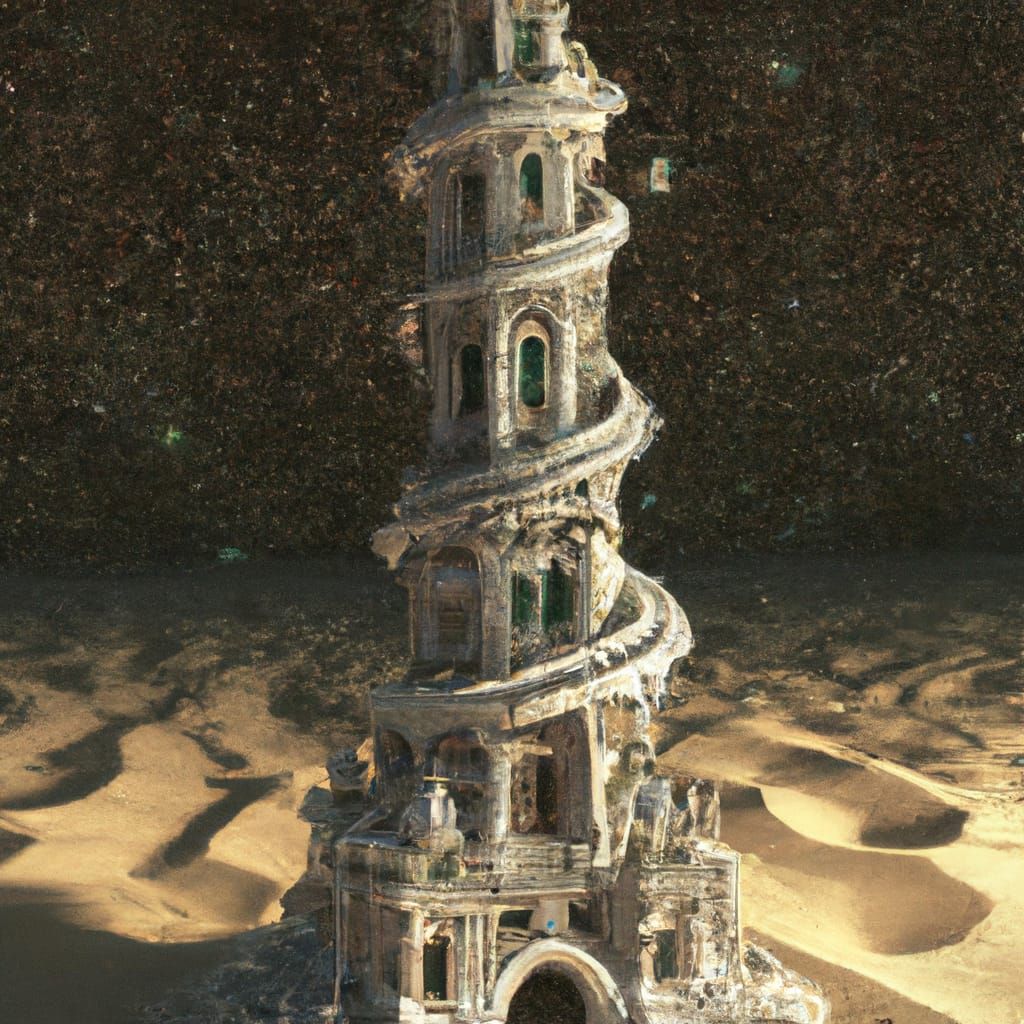 Ornate Marble Tower in Rococo Style