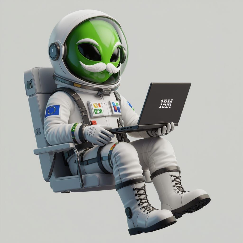 Monopoly Man Alien in Spacesuit Floating in Space