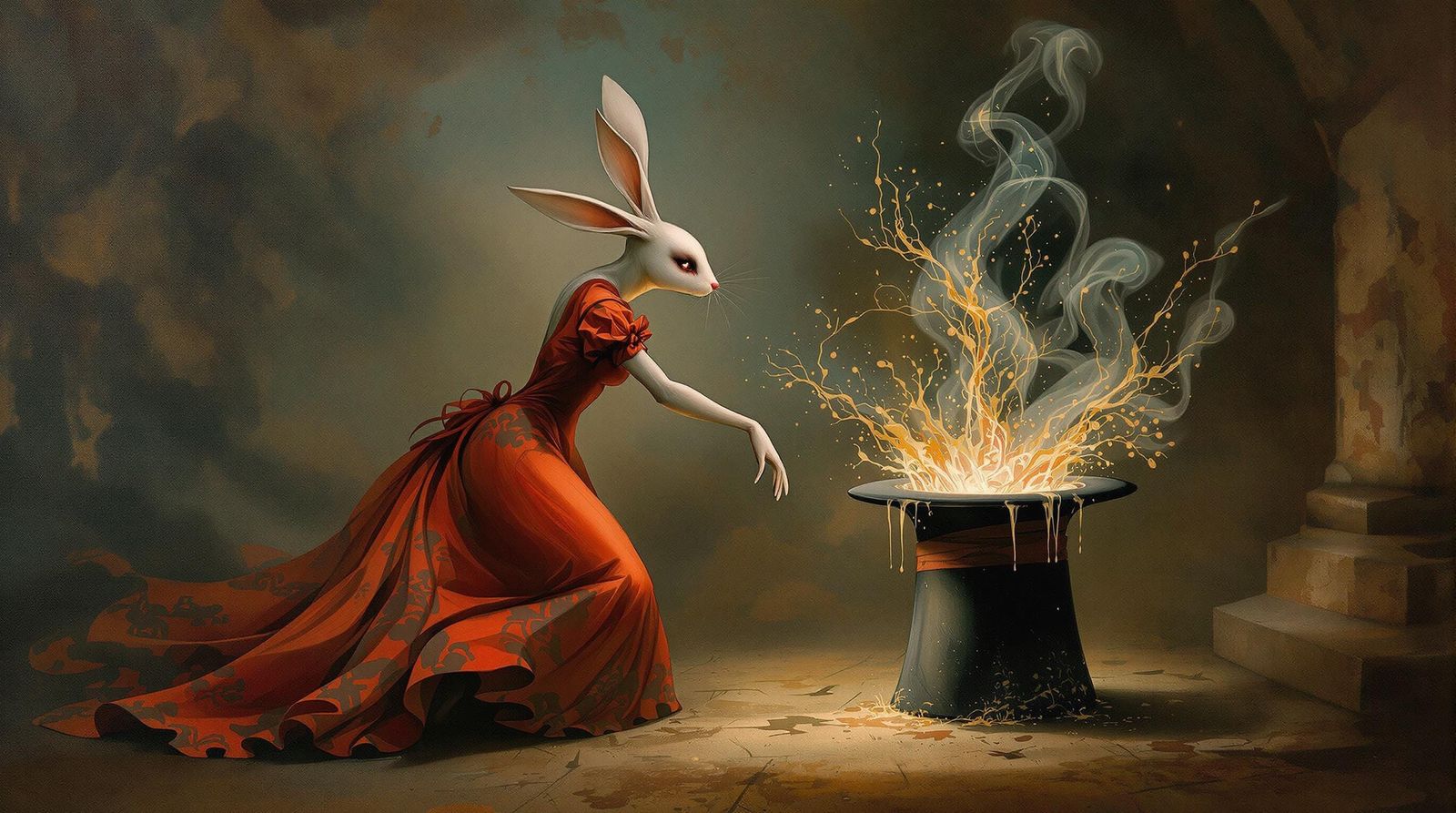 Surreal Rabbit Magician Pulls Man From Hat