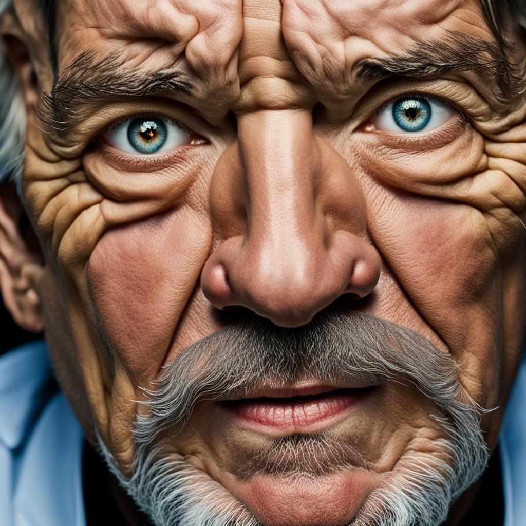Intense Close-Up Portrait of a Disheveled Man