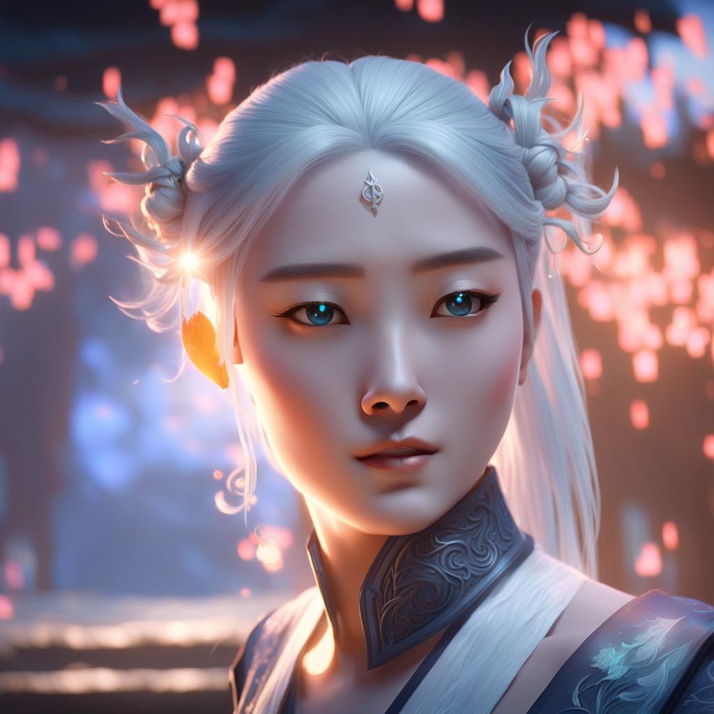 Ethereal Chinese Woman in Mystical Mist: 3D Animation