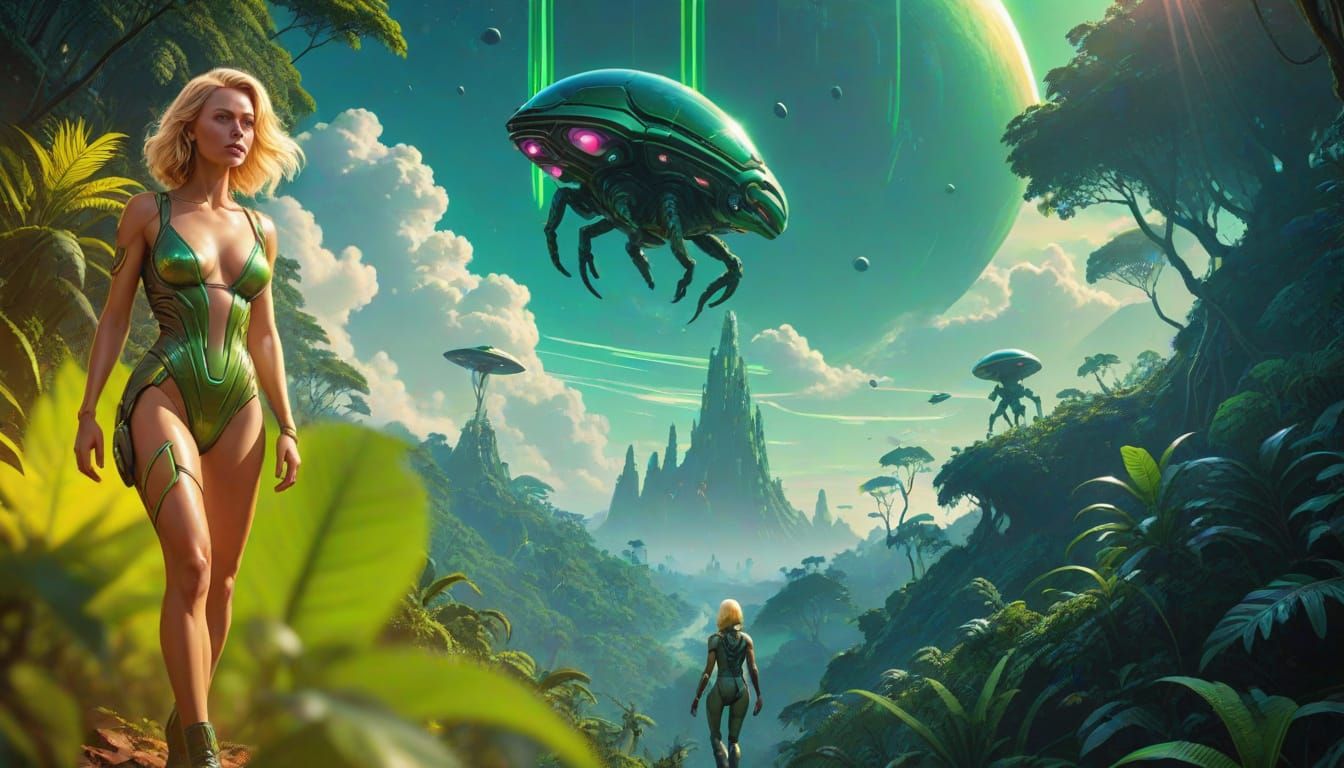 Sci-Fi Woman on Alien Jungle Planet