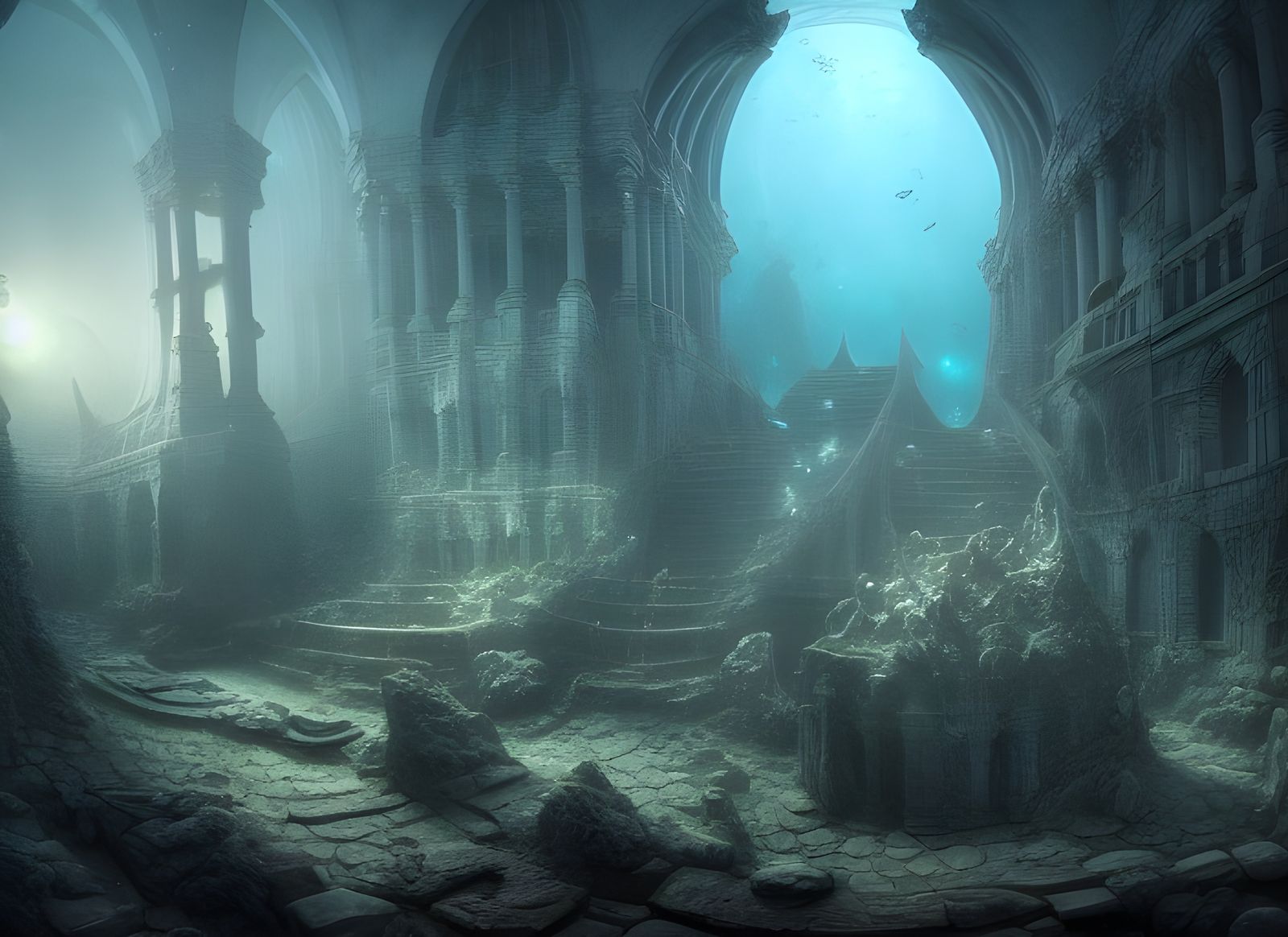 Underwater Necropolis Concept Art in 8K Resolution