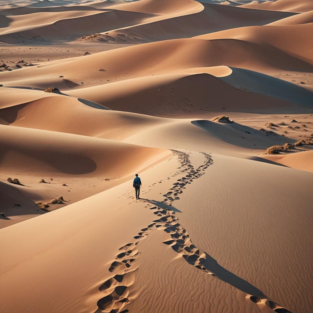 Desert Walker: Surreal Landscape in Schiele Style