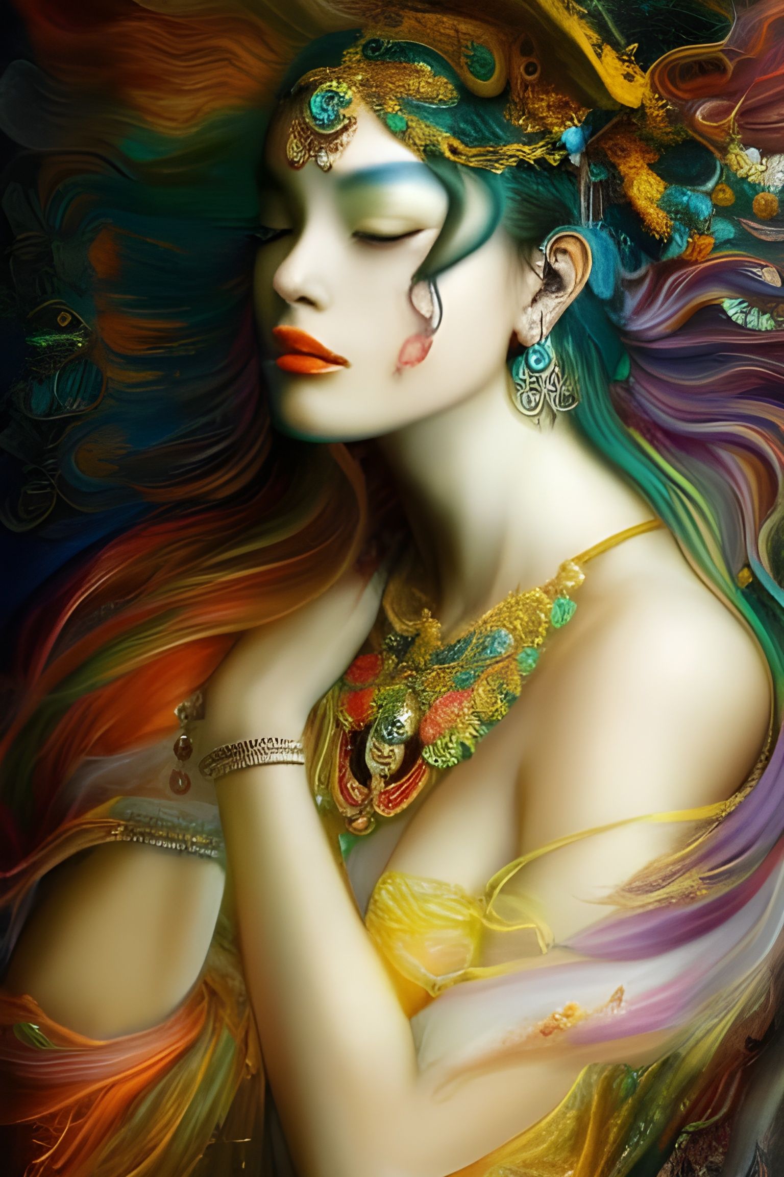 Emotional Woman Portrait in Fantasy Style
