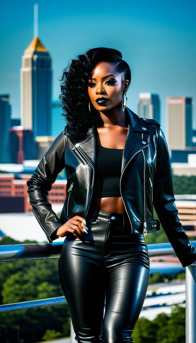 Ebony Girl in Leather in Atlanta: Ultrarealistic View