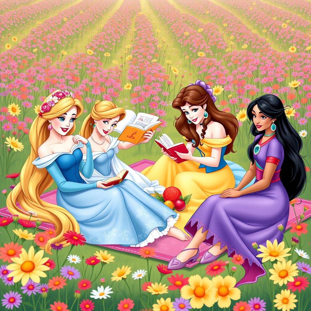 Disney Princesses Picnic in Wildflower Fields