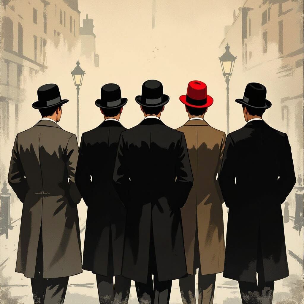 Men in 1920s Suits and Bowler Hats