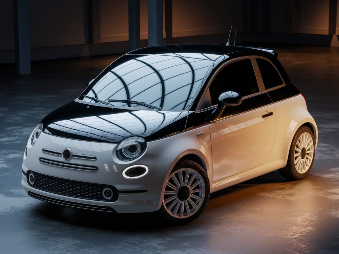 Sleek Italian Hatchback in Futuristic Syd Mead Style