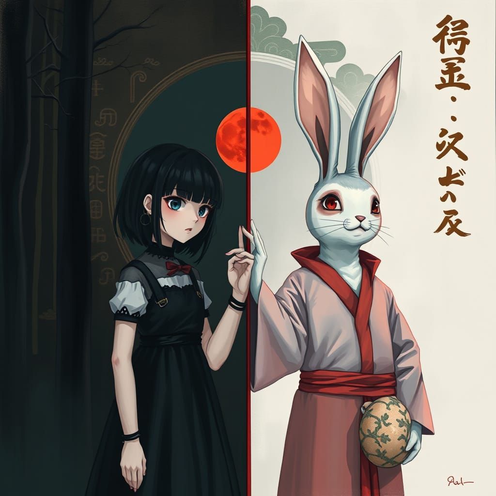 Goth Girl and Yakuza Bunny in Split Reality