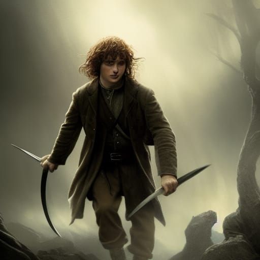 Hobbit Portrait in Dark Fantasy Art Style