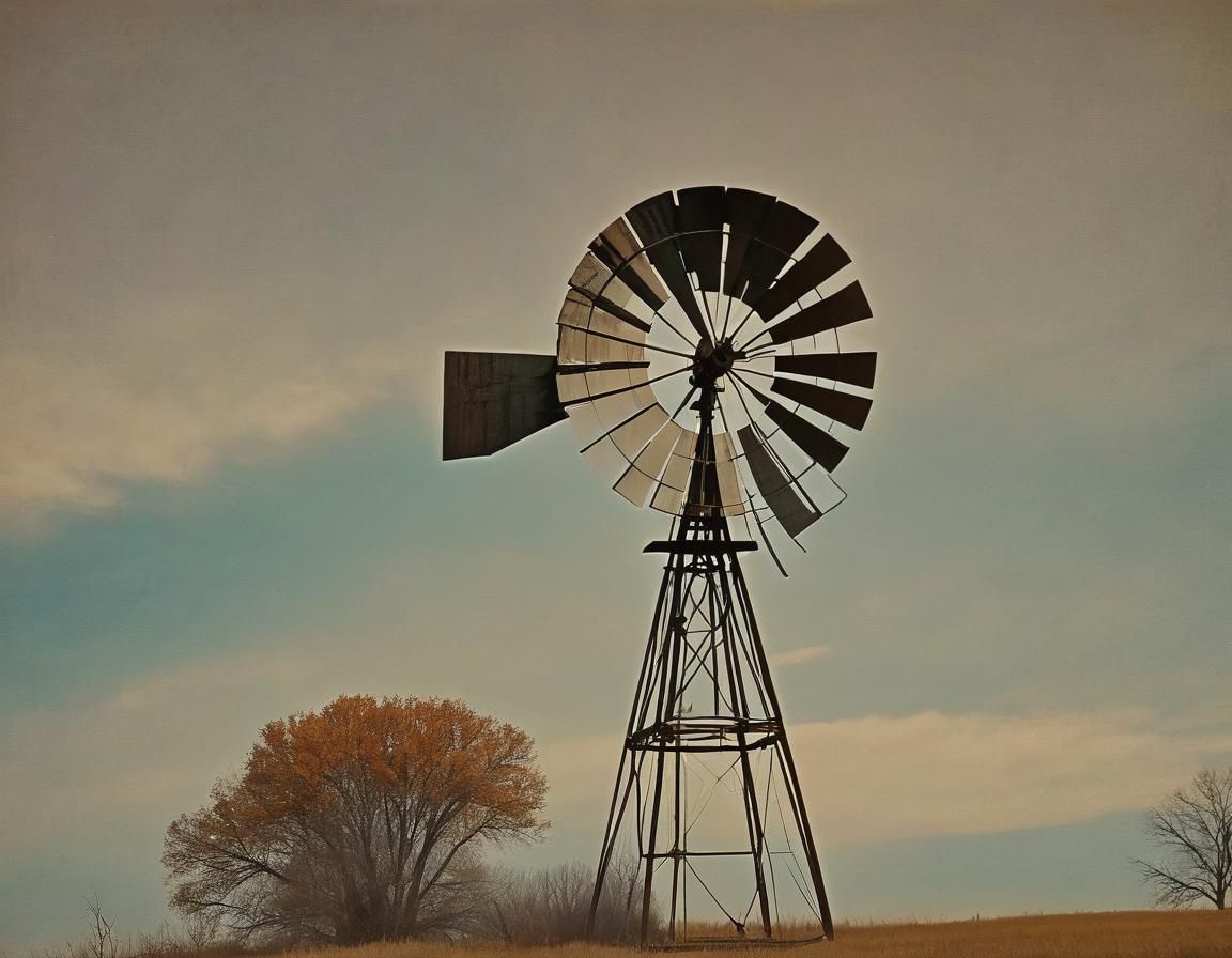 Nebraska Windmill in Abstract Art Style