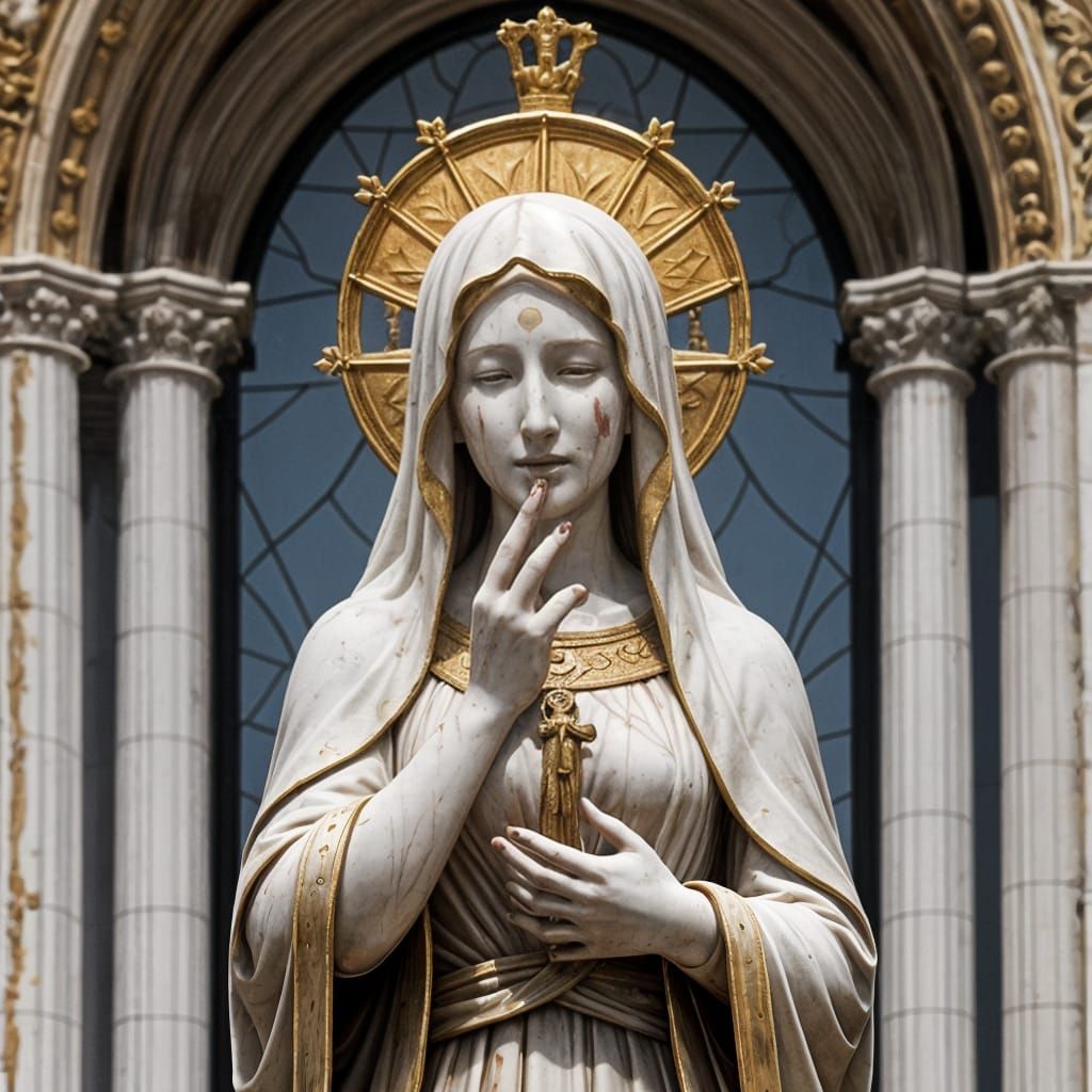 Virgin Mary Statue in Bloody Tears
