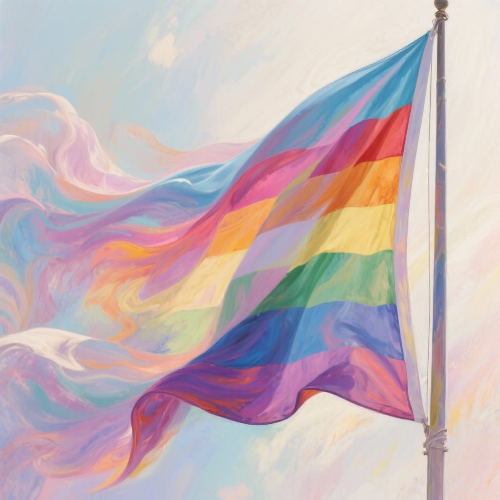 Ethereal Transgender Pride Flag in Fluid Abstract Style