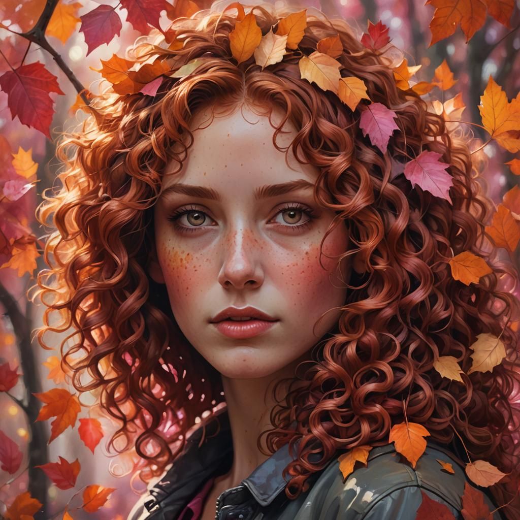 Autumn Woman Portrait in Hyperrealistic Style