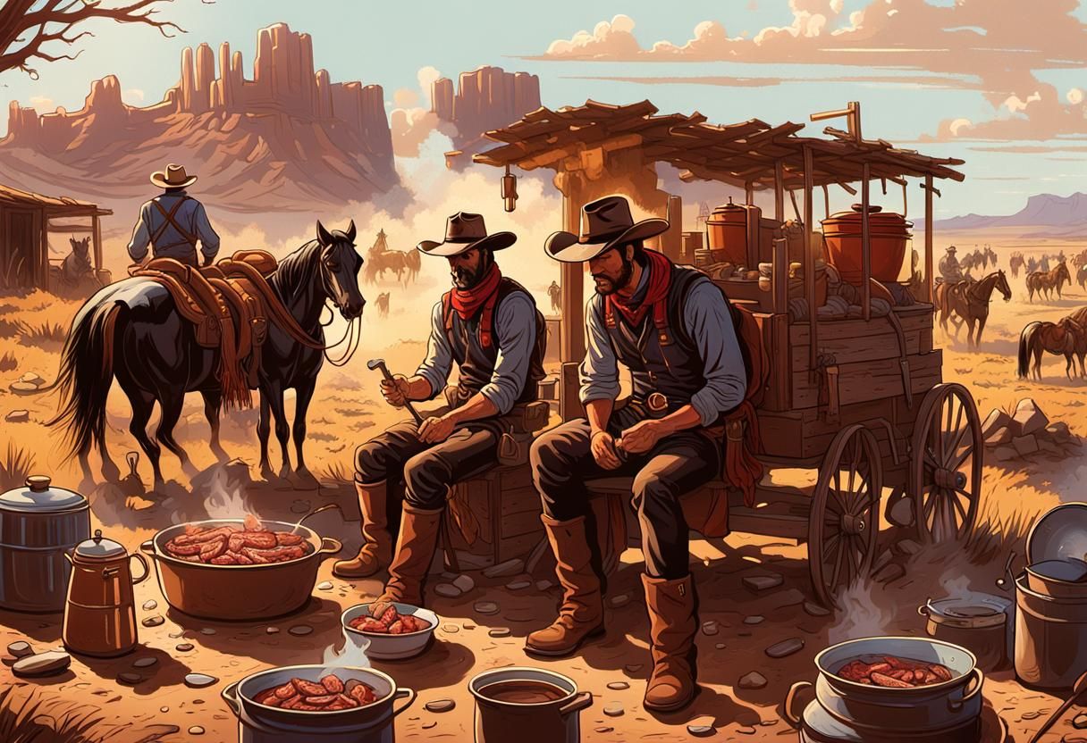 Cowboy Breakfast on the Dusty Trail: Comic Book Art
