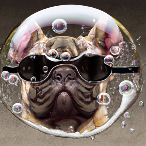 Dog in Bubble: Detailed Digital Art