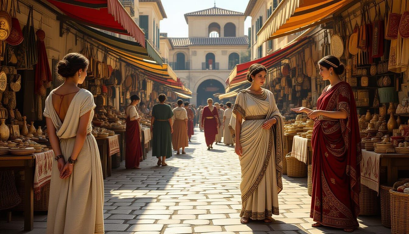 Bustling Roman Marketplace in Photorealistic Style