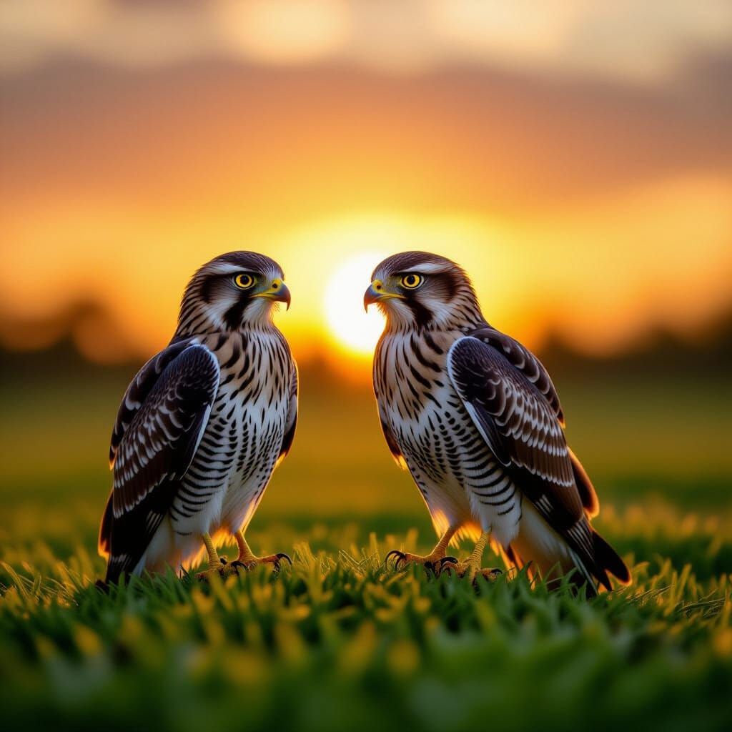 Majestic Bird of Prey at Golden Hour Sunset