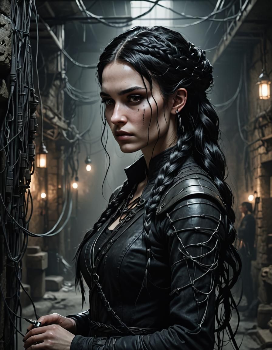 Dystopian Woman with Cybernetic Enhancements